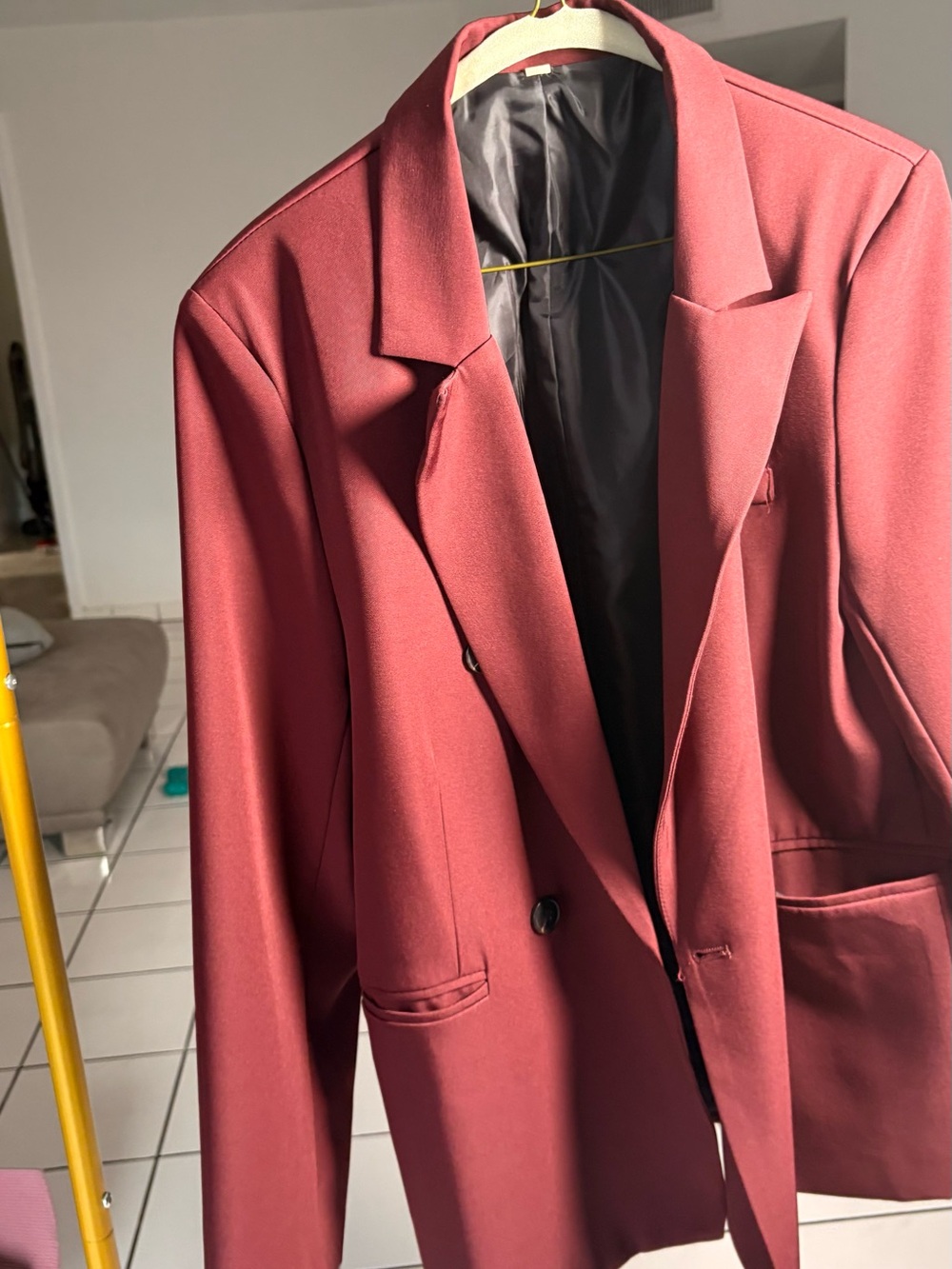Burgundy Double-Breasted Blazer